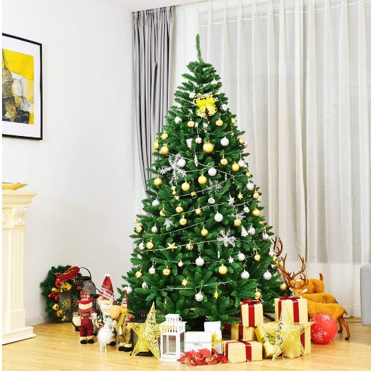 1 Pc 6 7.5 9 Feet Premium Artificial Hinged PVC Christmas Tree With Metal Stand Eye Catching Design Unlit Tree