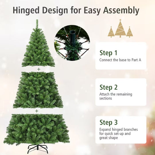 1 Pc 6 7.5 9 Feet Premium Artificial Hinged PVC Christmas Tree With Metal Stand Eye Catching Design Unlit Tree