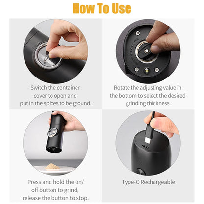 USB Rechargeable Electric Salt And Pepper Grinde