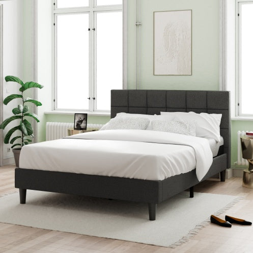 Upholstered Platform Bed Square Stitch - King