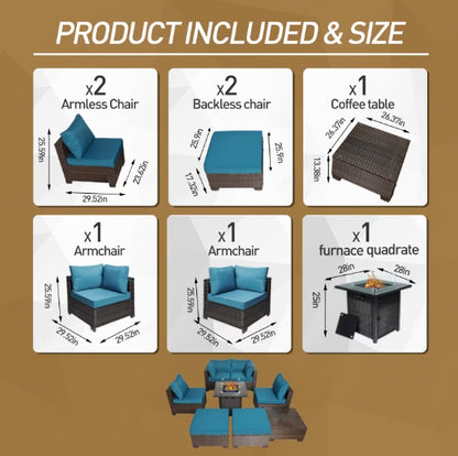 8 Piece Outdoor PE Wicker Furniture